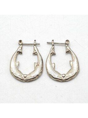 Whale-Inspired Sterling Silver Hoop Earrings Ocean-Themed Approx. 1 Inch